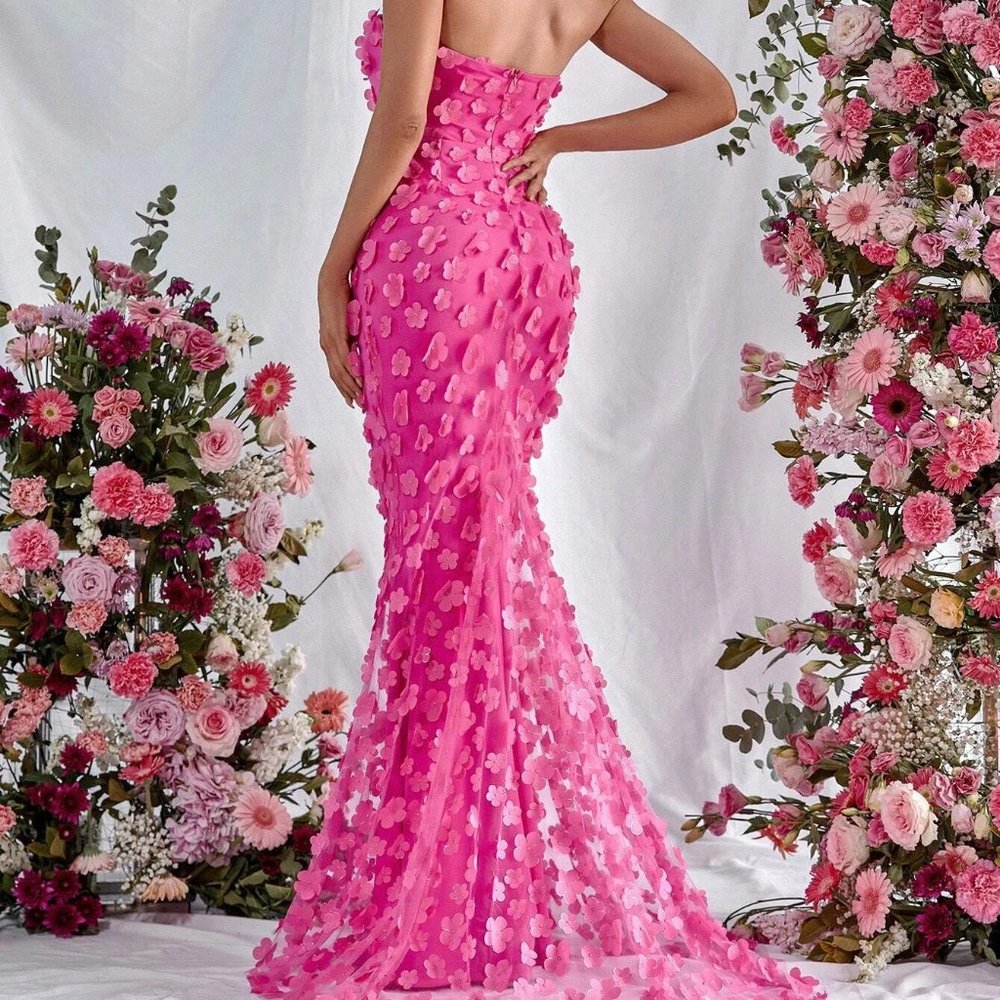 Pink Preppy Womens Mesh Tube Formal Dress - Picture 2 of 5